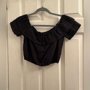 Size small black eyelet lace crop cropped top shirt